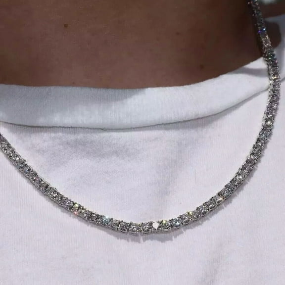 3MM Lab Created Diamond Women & Men's Tennis Necklace 14K White Gold Plated 20"