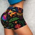 thumbnail image 4 of Naloa Mexican Flower Traditional1 Biker Shorts for Women Seamless Scrunch Short Women’s Yoga Shorts for Gym Running Sport Shorts - Large, 4 of 9