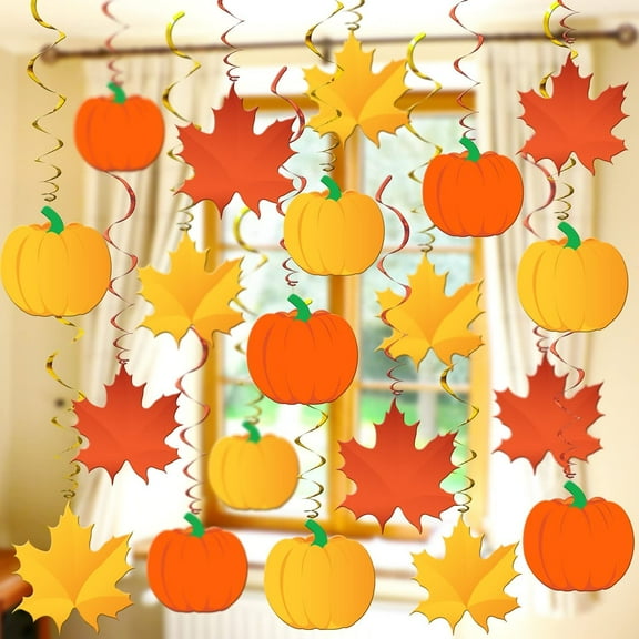 KatchOn, Fall Maple Leaf Hanging Swirls - Pack of 30, No DIY | Fall Decorations for Home, Fall Decorations Indoor | Fall Classroom Decorations | Fall Hanging Decorations for Thanksgiving Decorations
