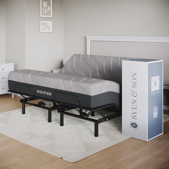 Sven & Son Essential Adjustable Bed Base (Frame)   14 in Hybrid Spring Matt (Medium Soft), Easy Assembly, Head and Foot Lift, Memory Positions, Zero Gravity, Wireless Remote - King