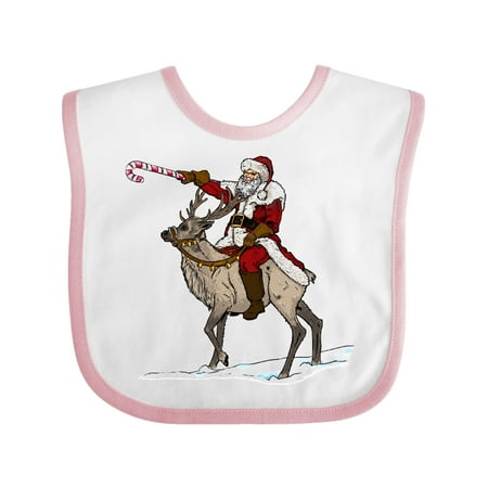 

Inktastic Christmas Santa Riding Reindeer Gift Baby Boy or Baby Girl Bib