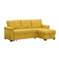 thumbnail image 4 of Bowery Hill Yellow Linen Fabric Reversible Sleeper Sectional Sofa with Storage, 4 of 12