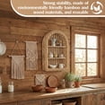 thumbnail image 2 of 20'' X 12'' 3 Tier Rattan Wall Shelf Boho Arch Hanging Shelves Arched Mounted Wicker Decorative Farmhouse Handcraft Floating Storage Display Rack For Bathroom Living Room Decor, 2 of 6