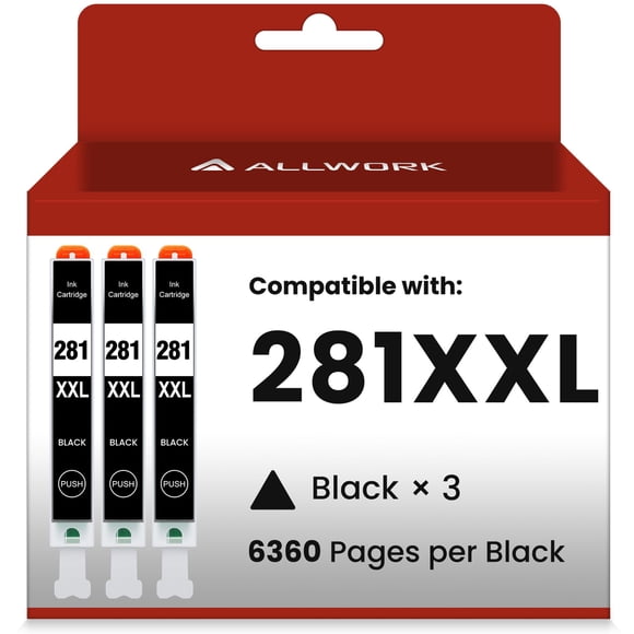 Cartucho de tinta ALLWORK CLI-281XXL para Canon, 3 unidades, color negro
