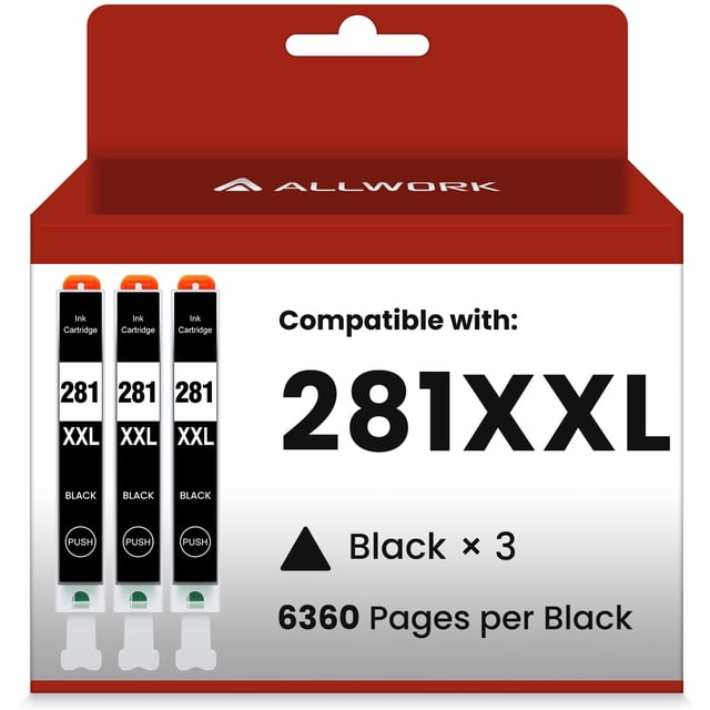 Cartucho de tinta ALLWORK CLI-281XXL para Canon, 3 unidades, color negro