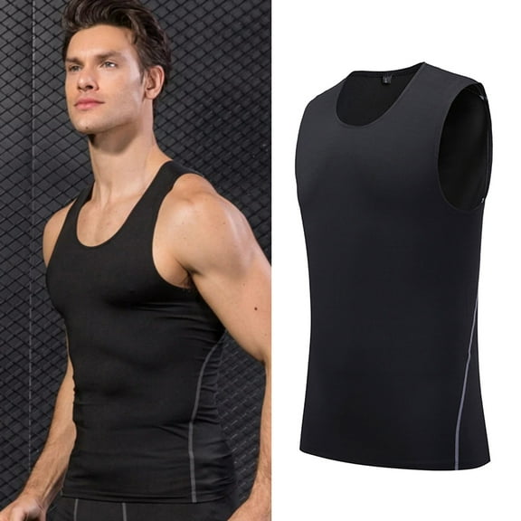 Men's Compression Shirts Sleeveless Workout Vest Athletic Performance Top Cool Dry Wicking Fitness Wear for Training Gym Running