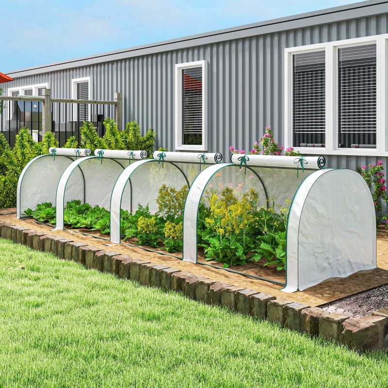 Alvantor White 177.2" L x39.4" W x 31.5" H Mini Greenhouse with 4 Roll-Up Doors