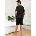 thumbnail image 5 of Pdbokew Mens Pajamas Set Lightweight Summer Pjs Sleepwear Soft Comfy Short Sleeve Loungewear Black M, 5 of 6