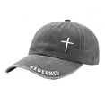 thumbnail image 2 of Men's Cross Embroidered Washed Baseball Cap Vintage Christian Adjustable Dad Hat, 2 of 3