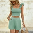 thumbnail image 1 of JMKQLZ Women's New Solid Color Casual Commuting Camisole Top And Shorts Two-Piece Set, 1 of 9