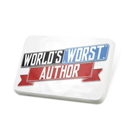 Porcelein Pin Funny Worlds worst Author Lapel Badge – NEONBLOND