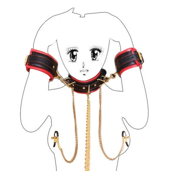 Sex toyss adult toyss neck sleeve nipple clamp set leather hand and neck connected dog chain flirting props