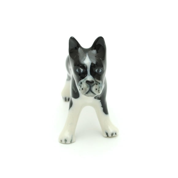 Handmade Miniatures Ceramic Looking Straight Black French Bulldog Squirrel Figurine Animals Decor/Animal Collection