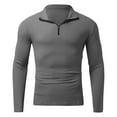 thumbnail image 4 of ZCFZJW Fall Mens Casual Ribbed Long Sleeve Half Zipper up Sweaters Trendy Solid Lightweight Soft High Neck Knitted Pullover Tops Thin Jacket Dark Gray XXXL, 4 of 5