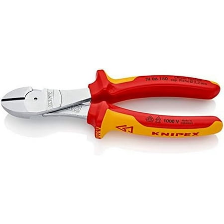 

high leverage diagonal cutter chrome-plated insulated with multi-component grips vde-tested 180 mm 74 06 180
