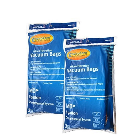 EnviroCare Replacement Vacuum Bags for Modern Day 8 Gallon Central Vacuums 6 Pac