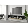 thumbnail image 4 of Kybele LLC Rigaa 71" Wall Mounted Floating Entertainment Media Console - 80 inches Wooden Black Oak, 4 of 5