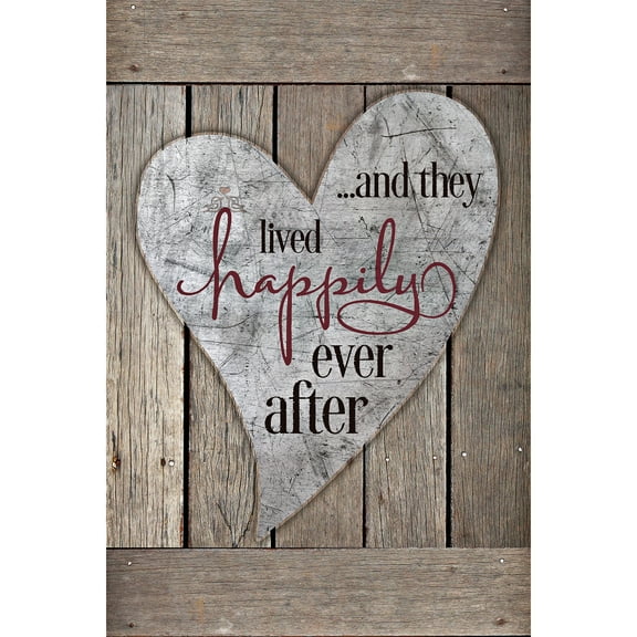 Dexsa Happily Ever After Wood Plaque with Inspiring Quote 6 in x 9 in - Easel and Hanging Hook