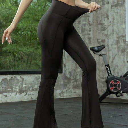

Stretchy High Waist Hip Lifting Yoga Sports Leggings Solid Slim Fitting Ankle Length Fitness Bootcut Pants Women s Activewear