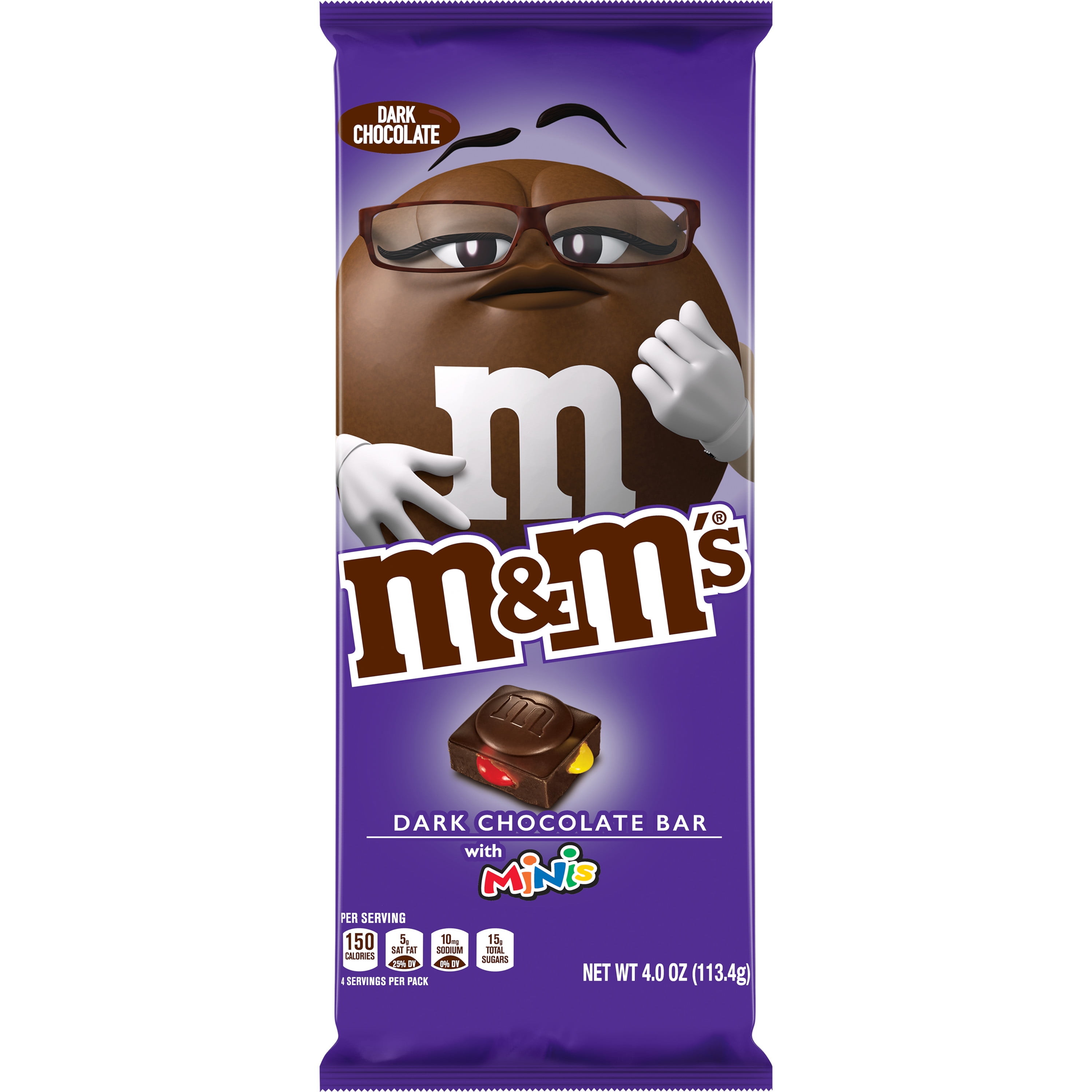 M&M'S Minis Dark Chocolate Candy Bar, 4Ounce Bar