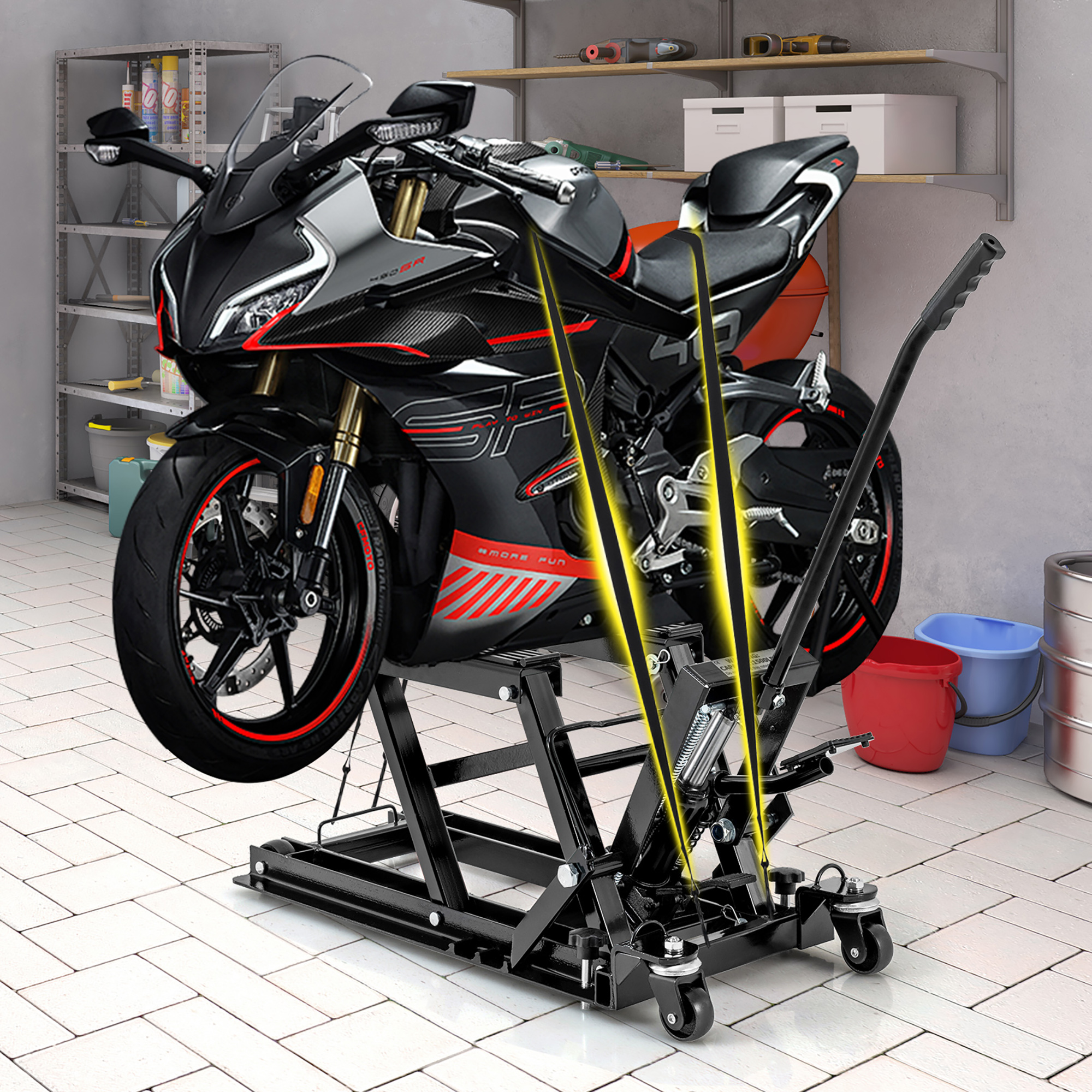 Cric Moto Réglable 4-13 Pouces, Capacité 500 Kg - Pour Entretien Et Réparation, Garage, Bricolage Moto - 10