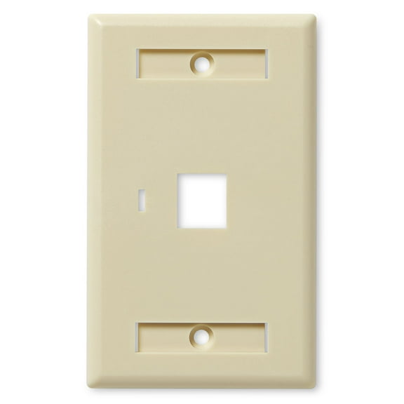 NavePoint Keystone Jack Wall Plate 1-Port, Low Profile, Single Gang, Ivory, 10-Pack
