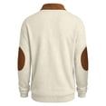 thumbnail image 5 of SHIXINCHIL Corduroy Sweatshirts for Men Fall Trendy Long Sleeve Button Up Henley Shirts Vintage Medieval Stand Collar Pullovers with Elbow Patches Beige XXXL, 5 of 7