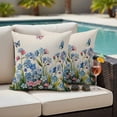 thumbnail image 4 of Blue Spring Floral Outdoor Waterproof Pillow Covers, Pink Flowers Butterfly Rustic Decorative Square Throw Pillowcase Sofa Cushion Sham for Patio/Couch/Chair, 26"x26" 2 Pack, 4 of 8
