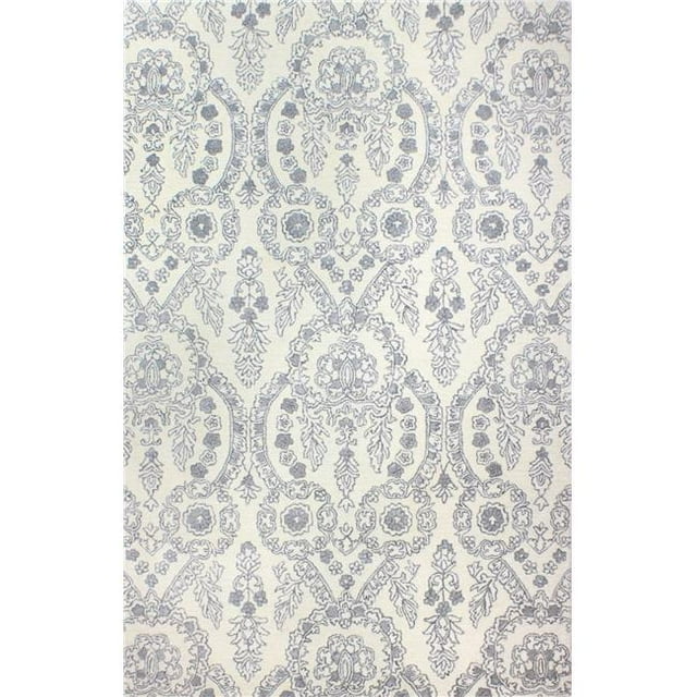 Bashian R129-IVGY-6X9-HG366 Bashian Greenwich Collection Floral Contemporary Wool & Viscose Hand Tufted Area Rug, Ivory & Grey - 5 ft. 6 in. x 8 ft. 6 in.