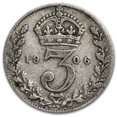 thumbnail image 2 of 1902-1910 Great Britain Silver 3 Pence Edward VII Avg Circ, 2 of 2