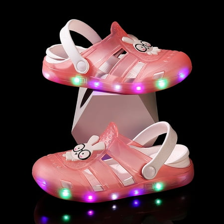 

Girls Boys Luminous Clogs Cartoon Dinosaur Comfortable Lightweight Beach Shoes For Kids Children