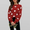thumbnail image 5 of AGWOLF Cute Sweaters for Women Chunky Crewneck Knit Pullover Casual Heart Print Long Sleeve Jumper Trendy Drop Shoulder Tops, 5 of 5
