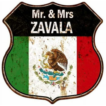 Plaque Métal Personnalisée "Welcome Home" - Drapeau Mexicain - Forme Bouclier - Chico Creek Signs