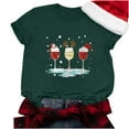 thumbnail image 5 of Odeerbi Christmas Shirts For Women Crewneck Tops Fashion Short Sleeve Printing Casual Blouse Green, 5 of 6