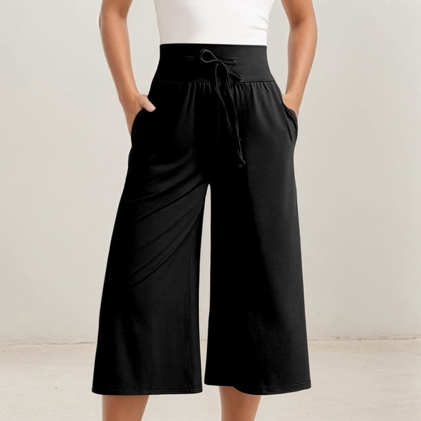 WILLBEST Pantalones Capri Casuales para Mujer, de Verano, a La Moda, con Cintura Elástica, para Playa y Resort, Cómodos y elegantes. Extra Grande