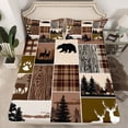 thumbnail image 2 of Homewish Safari Deer Queen Sheet Sets,Rustic Farmhouse Cabin Flat Sheet,Brown Beige Black Queen Fitted Sheet For Adults,Ultra Soft Home Decor,4pcs, 2 of 7
