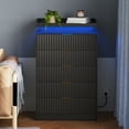 thumbnail image 4 of Pusnapku 5 Drawer Dresser, 45" Tall Fluted Chest of Drawers with Charging Station, LED Light, Vertical Wood Storage Dressers for Living Room, Entryway, 4 of 9