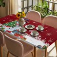 thumbnail image 3 of Red Snowman Christmas Table Cloths for 3 Foot Rectangle Tables, Gifts Xmas Tree Winter Snowflake Patio Waterproof Elastic Fitted Tablecloths, Washable Rectangular Table Cover for Camping, 3 of 8