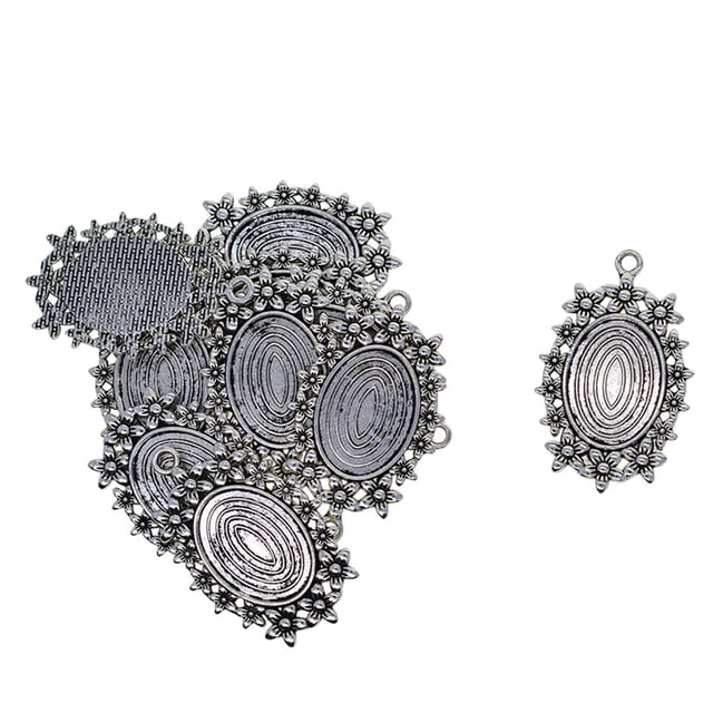 Cabochon Base Baoblaze 10pcs 46x31mm Bandeja de bisel redondo en blanco