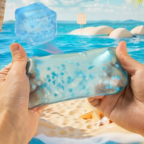Bloque de hielo refrescante de verano para apretar y descomprimir, juguete de goma suave, elástico, estirable y exprimidor, juguete de bloque de hielo con tacto fresco que disipa el calor del verano.