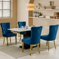 thumbnail image 3 of DONICK Velvet Upholstered Dining Chairs,Wing Back Side Chair Tuft Nailhead Ring Pull Metal Legs(Blue,Gold Legs,Set of 6), 3 of 11