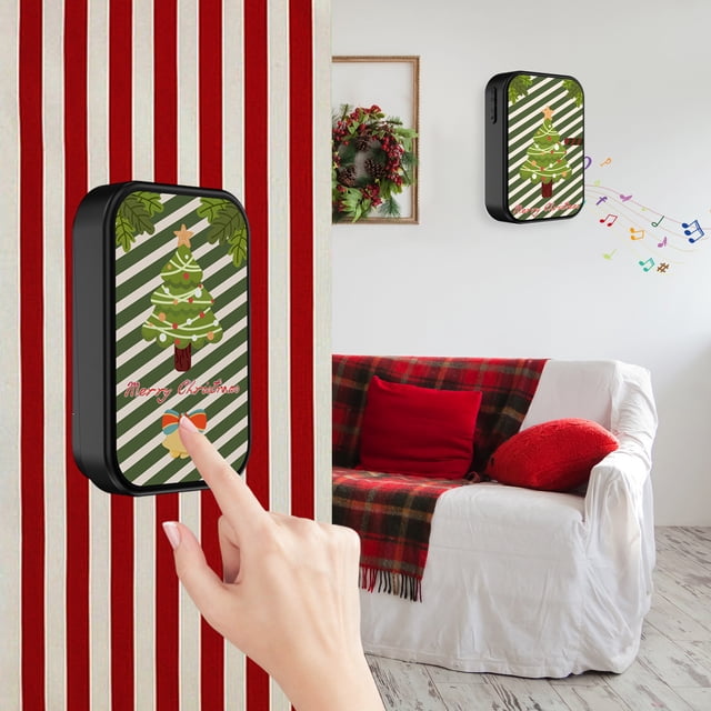 Xihbxyly Despacho de Almacén Timbre Navideño Autogenerador para Hogar con Batería - Timbre Inalámbrico a Través de La Pared Buscapersonas para Personas Mayores 38 Tonos de Llamada