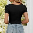 thumbnail image 3 of Annhoo Crop Tops for Women Summer Short Sleeve Knit Ribbed Tees Casual Square Neck Slim Stretchy Tight T Shirts, 3 of 5