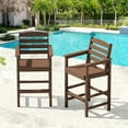 thumbnail image 4 of LOYALICE 2PC Wider-Size HDPE Outdoor Bar Table and Chairs Set, Oversize Tall Adirondack Chair, Patio Furniture Set, Brown, 4 of 8