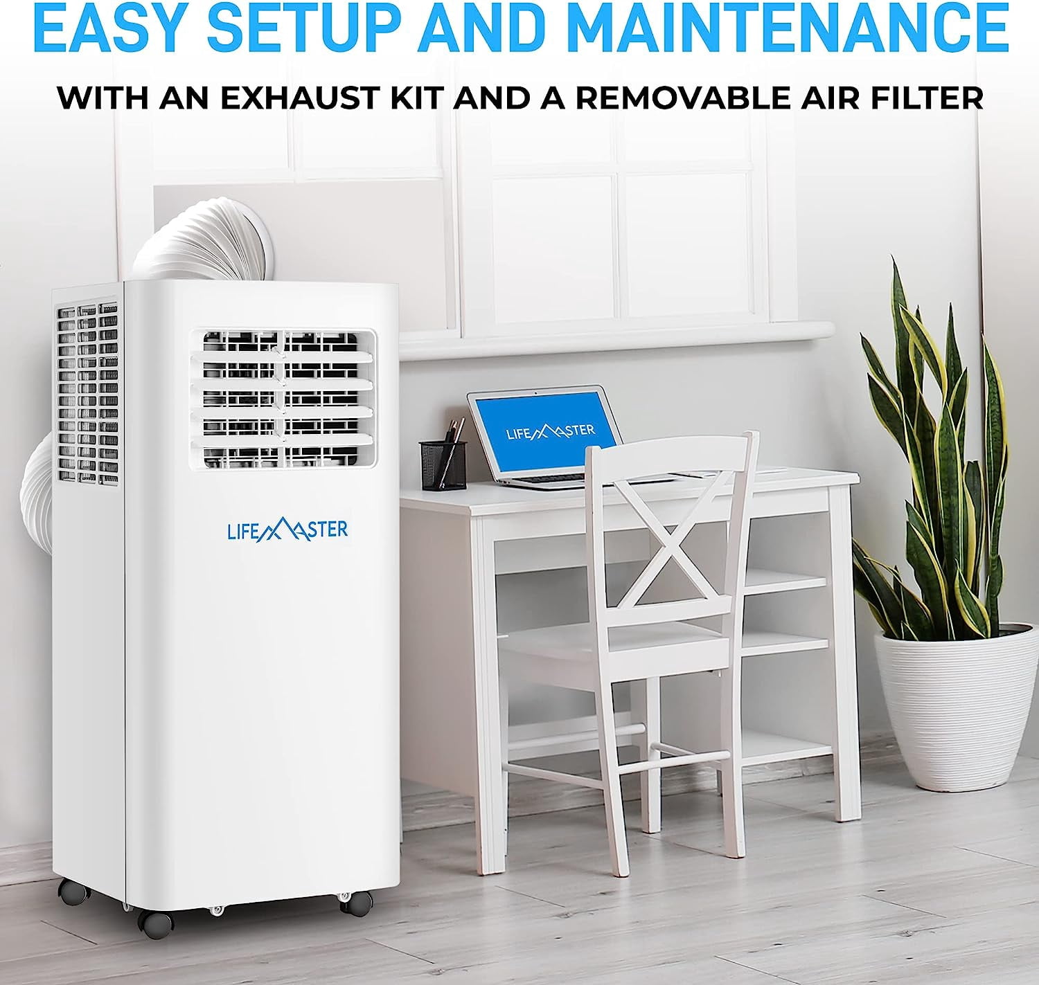 LifeMaster 8,000 BTU Portable Air Conditioners, Room Air Conditioner with Digital Remote for Room up to 350 Sq.Ft, 3-in-1 Portable AC Unit with with Installation Kit for Home/Office/Dorms