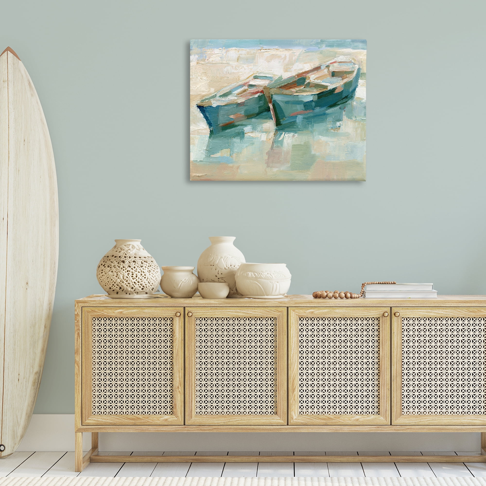 Stupell Industries Boat Duo on Shore Transportation Painting Wrapped Canvas Art Print Wall Art, 40 x 30