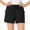 Black, variant on Dursoulink Plus Size Sports Shorts for Women Elastic Waist Drawstring Athletic Casual Shorts
