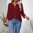 thumbnail image 4 of Endives Women's Button Down Shirts 3/4 Length Sleeve Tops V Neck Blouses Loose Fit Summer Outfits, 4 of 6