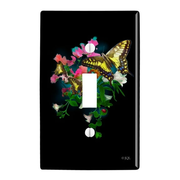 Tiger Swallowtail Butterflies Butterfly Flowers Plastic Wall Decor Toggle Light Switch Plate Cover