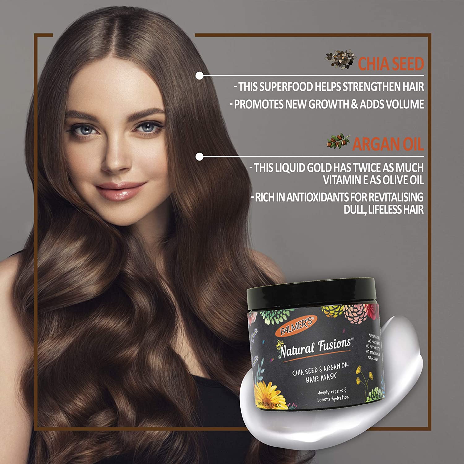 Palmer's Natural Fusion Chia Seed & Argan Oil Hair Mask, 9.5 fl oz photo 3